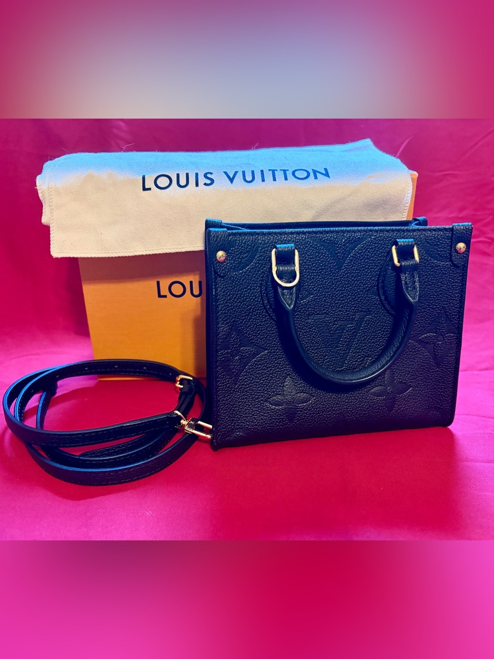 Louis Vuitton Black Embossed Leather On The Go BB